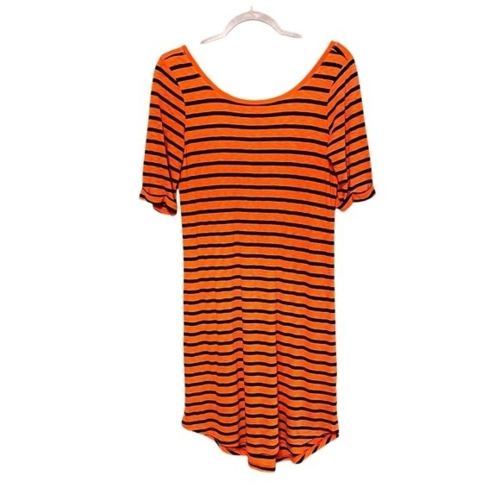 Splendid Orange with Navy Blue Stripes Front & back scoop Neck Knit Dress